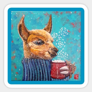 Llama Alpaca winter hot chocolate Sticker